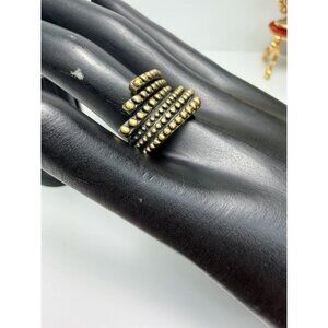 Lia Sophia  Kiam Family SOPHIA  Scalloped Blackened Antiqued Gold Tone Ring Sz-9